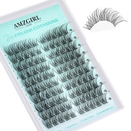 Wispy Eyelash Extensions, Natural Cluster Lashes, Left and Right Cat Eye Volume Eyelash Clusters, DIY Eyelashes, Beginners (Sunup, D Curl, 14 Pairs), Pack of 100