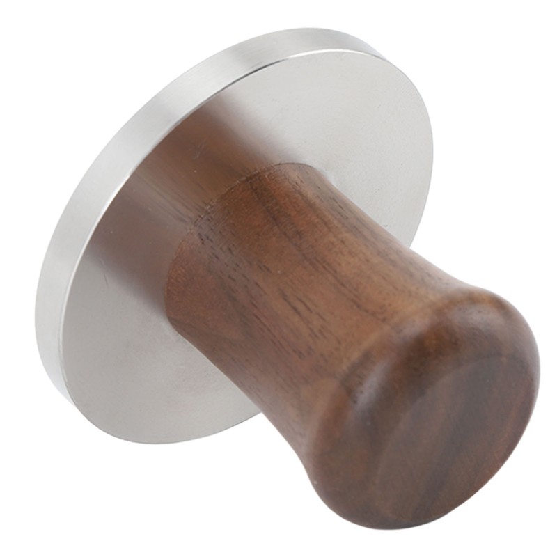 Wood Handle Coffee Tamper Stainless Steel Press Detachable Flat Base