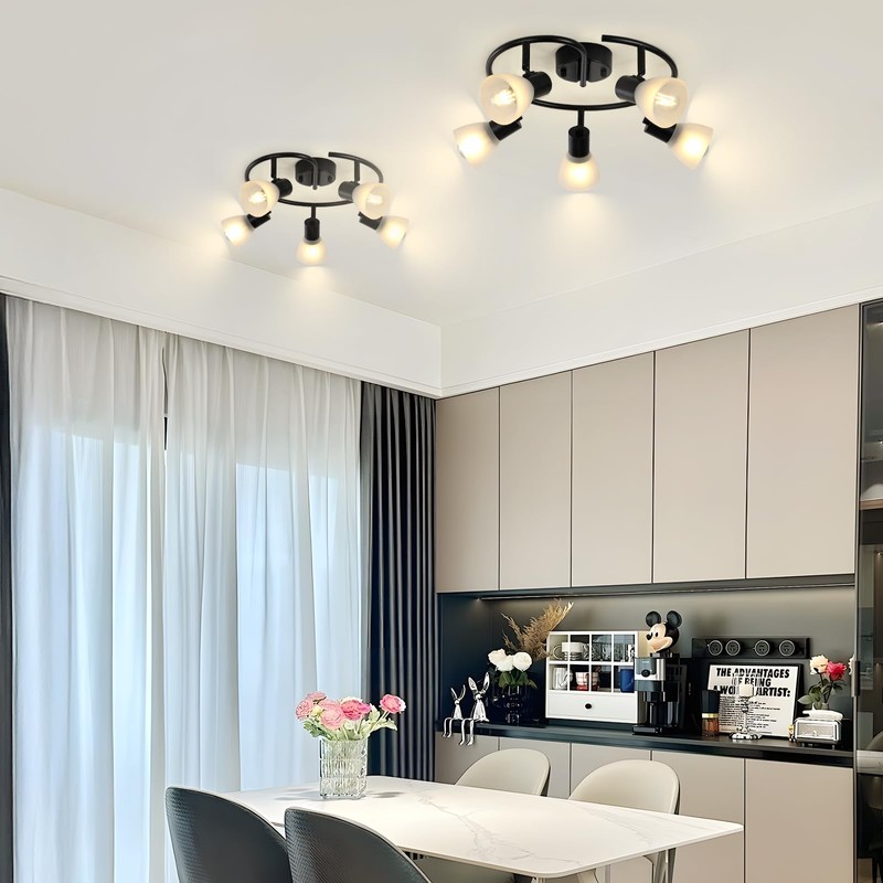 KEESFU 5-Light Kitchen Flush Mount Ceiling Light，Modern Round Track Lighting