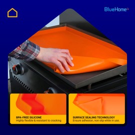 BlueHome 28" Silicone Griddle Mat for Blackstone - Heavy-Duty Food Grade Grill Top Protector Cover, Heat Resistant Blackstone Griddle Accessories - Orange