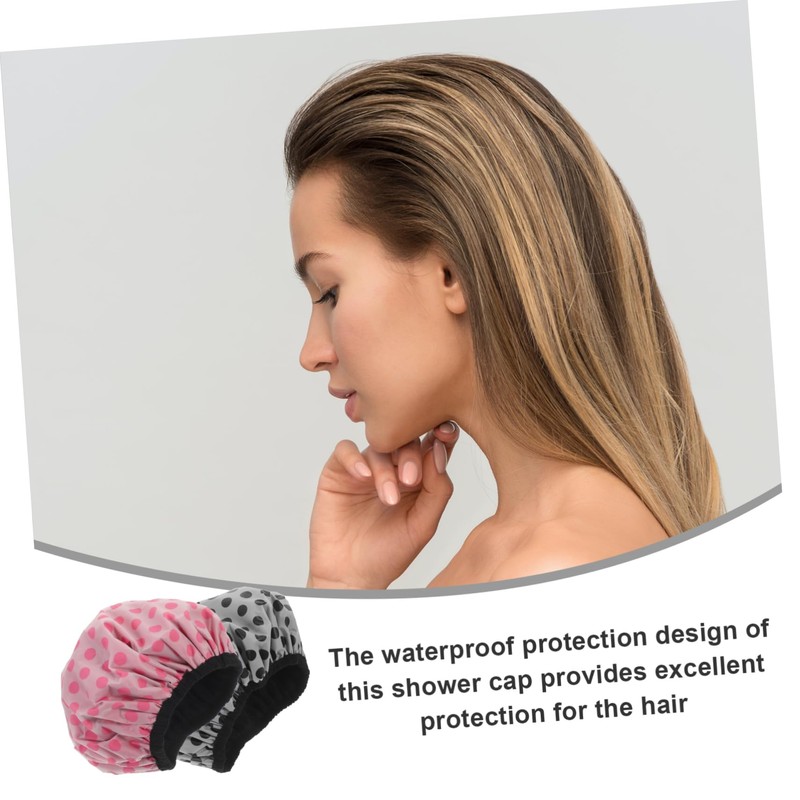 SAFIGLE 2Pcs Shower Cap Three Layers Hair Protection Bonnet Quick
