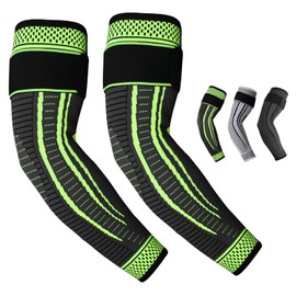 Ruilala Elbow Support Compression for Women Men Breathable Elbow Bandages Pack of 2 Non-Slip Elbow Support for Tennis Elbow Golfer's Elbow Sports, Arthritis, Tendonitis (Green, M)