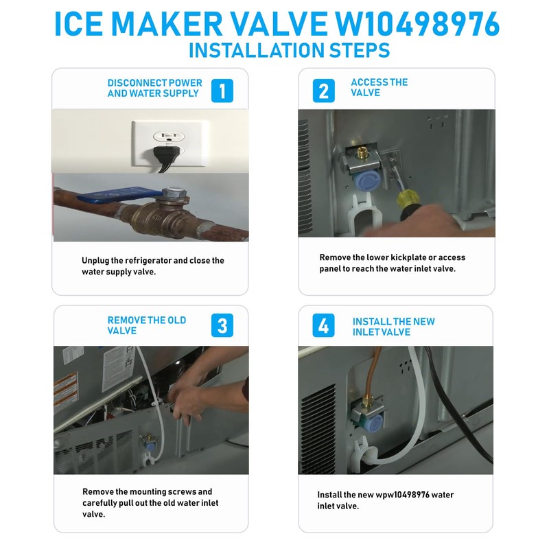 WPW10498976 W10498976 Refrigerator Ice Maker Water Inlet