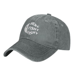 QVXHKP Funny Fishing Cap Here Fishy Fishy Fishy Cap Women Baseball Hat Fashionable Hats Gray