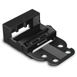 221-515 | WAGO 221 Series mounting Carrier (24-12 AWG) | 5-Conductor | with snap-in mounting Foot for Horizontal mounting | Black | [Box of 10 Pieces]