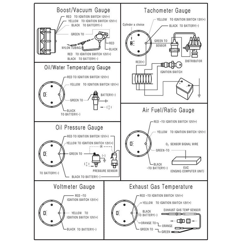 ESUPPORT Universal Car 2 inch 52mm Pointer Tacho Tachometer Gauge