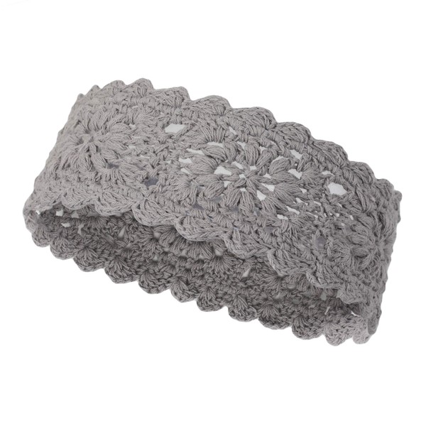 Women's Knitted Headband Girls Wide Knitted Headband (Crochet Grey), One Size