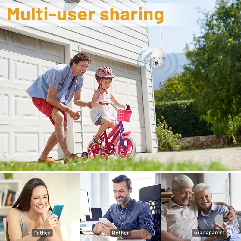 SURFOU 2K Security Camera Outdoor, 360° Pan-Tilt View, 3MP PTZ
