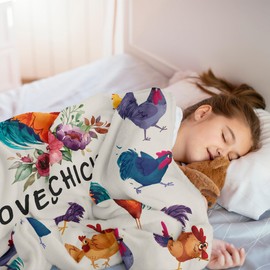 Jepufo Chicken Gifts Blanket, Chicken Gifts for Women Girls, Funny Chickens Present, Just a Girl Who Loves Chickens, Best Gift Ideas for Chick Lover Blanket 40"X50"