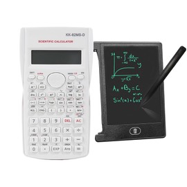 KK-82MS-B/KK-82MS-D Portable Engineering Scientific Calculator with 4.4 Inch LCD Erasable Writing Tablet, Professional Portable Calculator Notepad for Office,School(White)