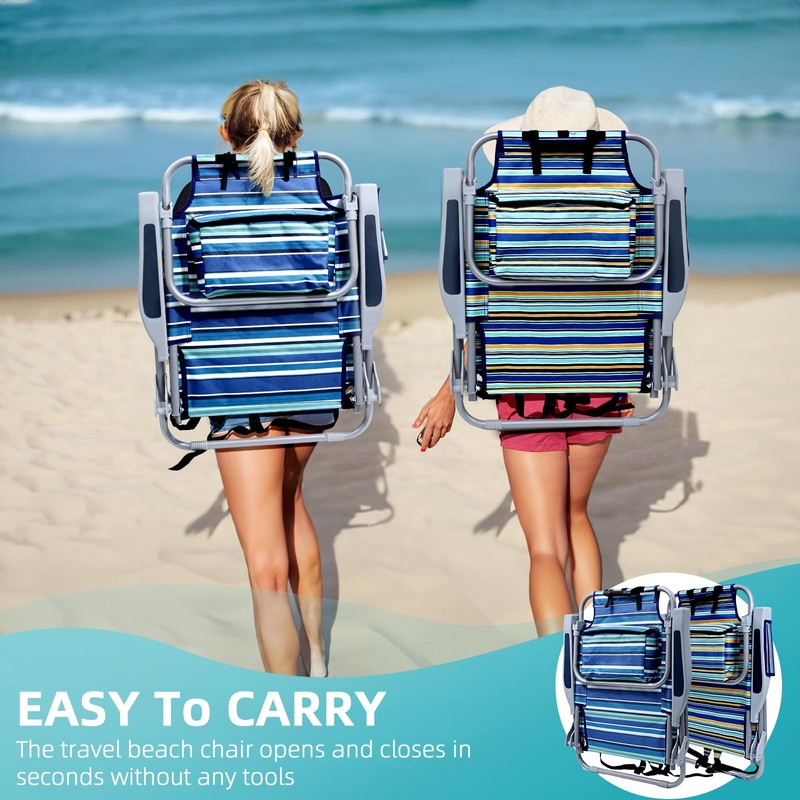 Yestomo Backpack Beach Chair for Adults, Folding Beach Chair with