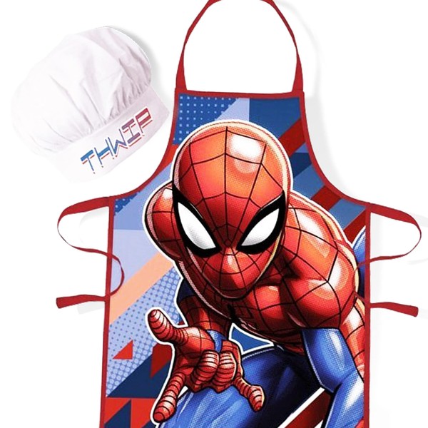 Sorrisini Adjustable Children's Apron and Chef's Hat | Cooking Apron and for Painting, Baking or Painting | 3-8 Years (Speiderman)