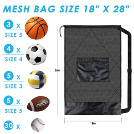 BROTOU 1/2/4/6PCS Sports Mesh Bag Sports Equipment Bag Heavy Duty Drawstring Bag Sports Balls Bags for Beach, Travel, Gym, Swimming, Camping Gear with Shoulder Strap