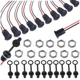 12 pieces waterproof USB-C female 2-wire installation type C socket, USB-C socket for panel mounting, with nut securing plate, dust cap