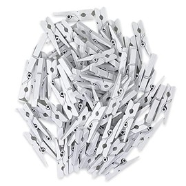 Mini Wooden Clothes Pegs Craft Table Decoration Kids Birthday Gift Clips for Gift Bags Gift Cards Mini Decorative Pegs for Photos, Pictures (25mm - 72pcs White)
