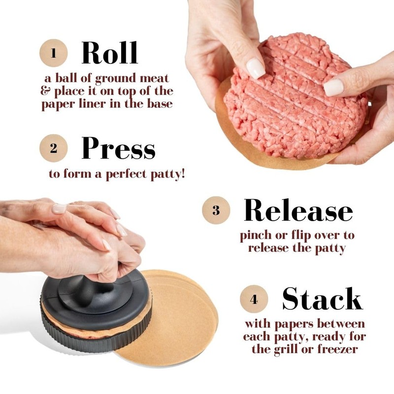 BRAVADIN Silicone Non-Stick Hamburger Press Patty Maker 1/3 lb with