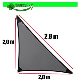 freigarten.de Awning, Waterproof Sun Protection, 100% Protection from UV Triangular, 2.0 m x 2.0 m x 2.8 m
