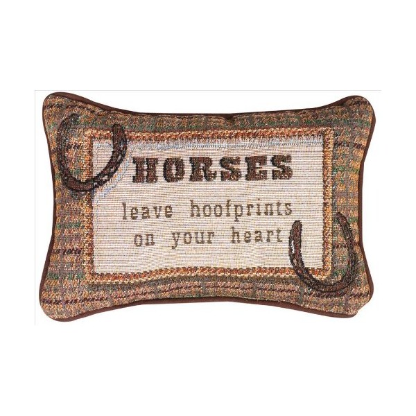 Manual 12.5 x 8.5-Inch Decorative Embroidered Word Pillow, Horses Leave Hoofprints
