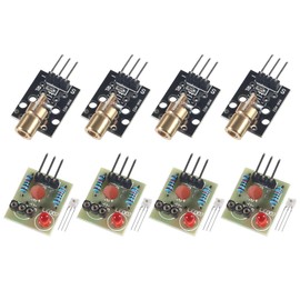Alinan 4pcs Laser Sensor Module Non-Modulator Tube Laser Receiver Module with 4pcs KY-008 650nm Laser Transmitter Module for AVR