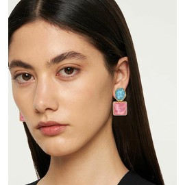 Wovanoo Asymmetrical Earrings for Women Boho Resin Dangle Earrings Acrylic Water Ripple Earring Wine Red