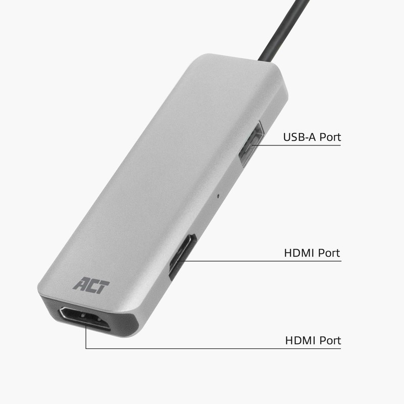 ACT USB C HDMI Adapter with Aluminium Housing, 4K@30Hz Dual