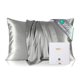 ZIMASILK Federa 100% Seta di gelso per capelli e pelle, Federa per cuscino in seta naturale da 19 momme, entrambi i lati sono realizzati in seta（1 pezzo, Grigio, 50x75cm)