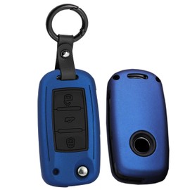 SANRILY 1 Funda para Llave de Volkswagen Jetta Passat Golf Beetle GTI Tiguan EOS, Llavero sin Llave, Elegante plástico ABS, protección Completa, Color Azul