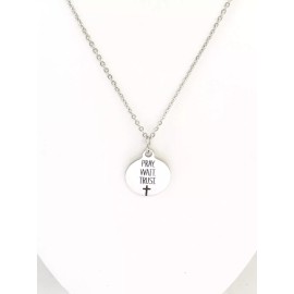 JKCE Designs Christian Jewelry, Pray Wait Trust Necklace, Christian Necklace, Cross Jewelry