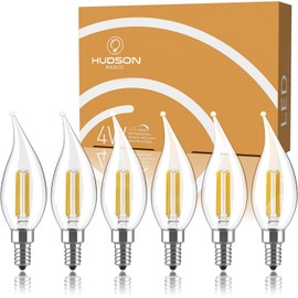 Dimmable E12 LED Candelabra Bulb Set - 4W, 40W Equivalent - 2700K Warm Light Vintage Style Candle Lightbulb for Chandelier, Ceiling Fan, Sconce, Desk Lamp or Porch Lights, Flame Tip (Pack of 6)