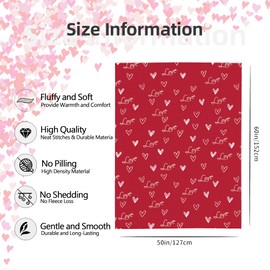 Valentines Day Blanket Super Soft Fuzzy Warm and Cozy Red Love Heart Throw Blankets Girlfriend Wife Couple Gift Throws Holiday Theme Decorative for Winter Bedding Couch Sofa Bed 60 x 50 inch