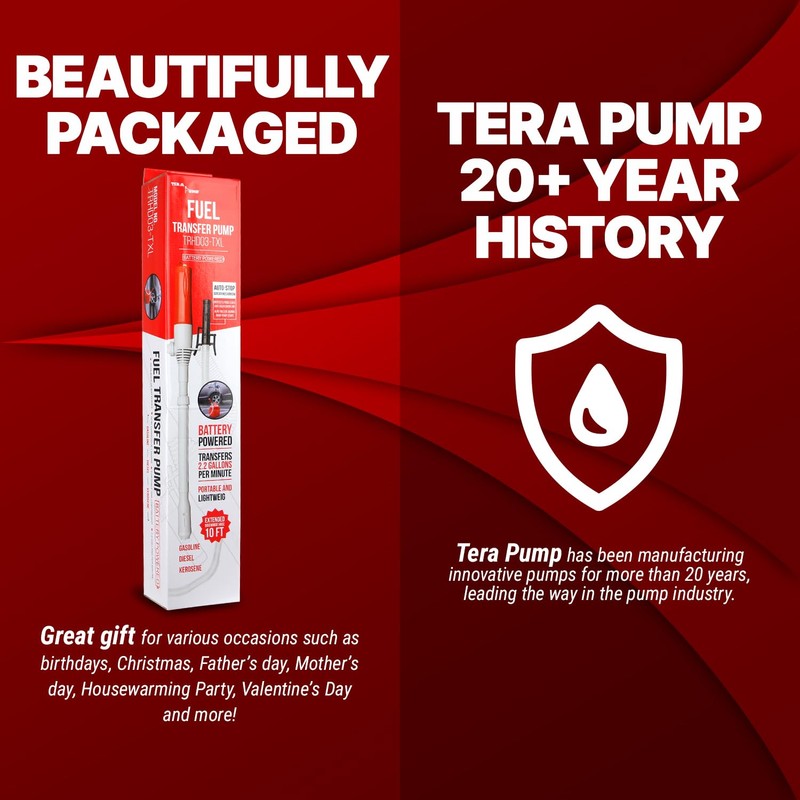 TERA PUMP Automatic Battery Powered Liquid Transfer Pump w/Auto Stop