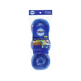 Dawn Non-Scratch Poly Mesh Round Scrubber Sponges, Blue (Pack of 3)