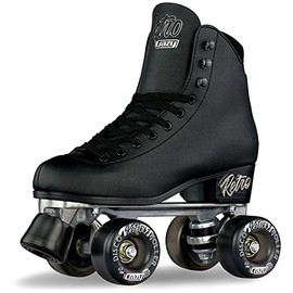 Crazy Skates Retro Roller Skates | Adjustable or Fixed Sizes | Classic Quad Skates for Women and Girls - Black (Size: US Mens 8 | US Ladies 9 | EU 41)