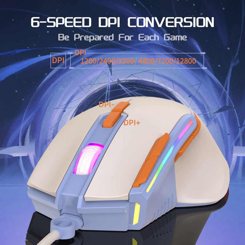 MAGIC-REFINER M2 Wired Gaming Mouse with 6 Types RGB Backlit