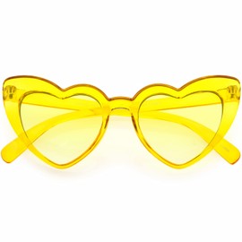zeroUV - Kids Heart Shaped Translucent Color Tinted Heart Sunglasses D273 (Yellow)
