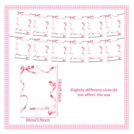 LaVenty Girl's 1st Birthday Pink Bow Banner - 12 Pieces, 5.1" x 3.9" Each, Standard Birthday Banner