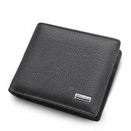 Men's Genuine Cowhide Leather Bifold Wallet - 2 Bill Compartments + 8 Card Slots + Photo Insert | Zippered Coin Pocket & Multi-Layer Organizer | Durable Stitching (Black)