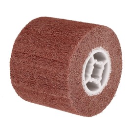 QUARKZMAN 120 mm x 100 mm 60 Grit Non-Woven Polishing Burnishing Wheel Nylon Wire Drawing Abrasive Flap Wheel for Stainless Steel Copper, Red