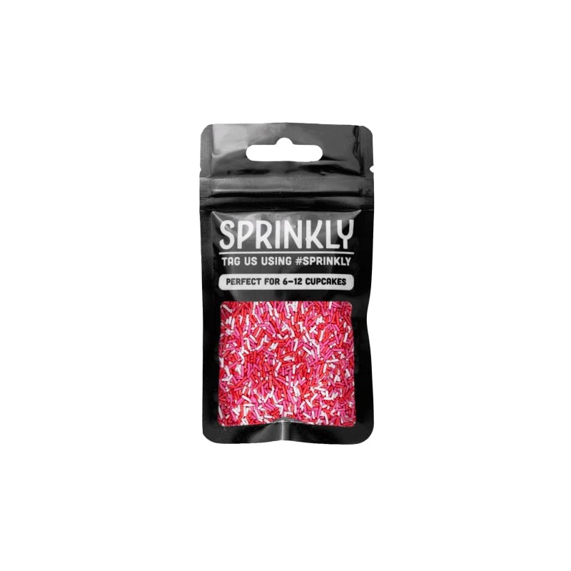 SPRINKLY - Matt Sugar Strands - Pink, Red & White