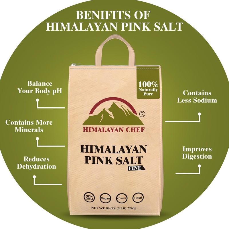 Himalayan Chef Himalayan Pink Salt, Kosher Certified Fine Grains, Non-GMO,