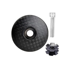 BUCKLOS Bicycle Headset Top Cap and Star Nut, Fits 1-1/8" Fork Stems, Carbon Fiber Top Cap with Aluminum Screw Matte