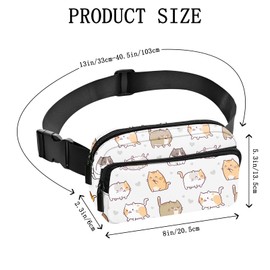Cat Fanny Pack Women Belt Bag Fashion Waist Pack Easy for Store with Adjustable Strap Traveling Hiking Running Walking