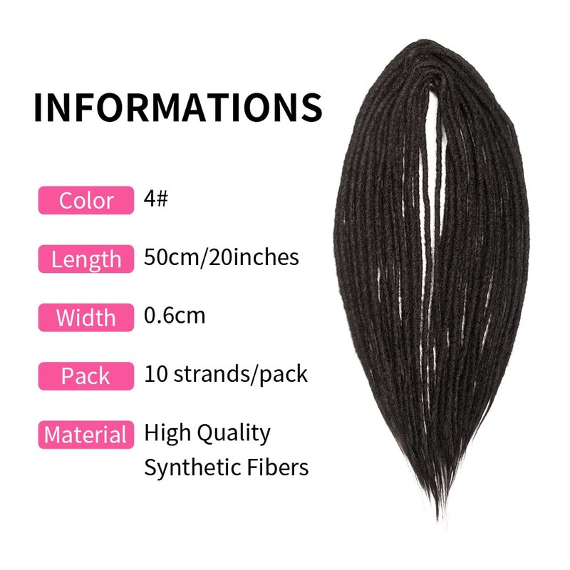 Dsoar 50 cm 10 Strands/Pack Synthetic Dreadlocks Double Ended Extensions
