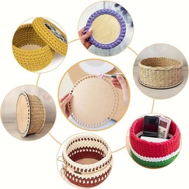 Pack of 6 Basket Floors for Crocheting, Orbicular Wooden Base for Crochet, Natural Wood Basket Base, Bag Base for Crocheting, for DIY Basket, Weaving Supplies, Home Decoration, Crafts (15 cm / 20 cm)