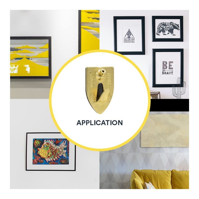 OOK 55005 Picture Hangers, Art Hangers, Shield Design, Brass, Reusable