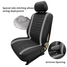 TOYOUN Van Seat Covers Universal Fit Most Vans Trucks Lorry, Separate Bench Bottom Design Access to Under Seat Storage, Single & Double Car Seat Covers 2+1, Gray