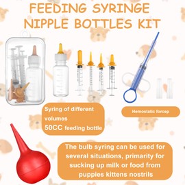 Kklolai 70 Pcs Full Whelping Kit for Puppy Kitten Including Digital Thermometer Puppy Feeding Tube Cord Clamps Whelping Collars Scissors Record Charts Storage Bag and More for Newborn Dogs Cats