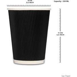 D&S* MART [50 Pack, 12 OZ Takeaway Coffee Cups, Disposable Insulated Ripple Hot Paper Cups, Coffee Cups for Takeaway Coffee, Tea or hot Liquids