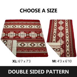 Inca Ecuadorian Blanket - Aztec/Mexican/Southwest Artisanal Style - Use As Fall Throw Blanket, Camp Blanket, or Cover for Indoors and Outdoors (Bright Red, Medium)