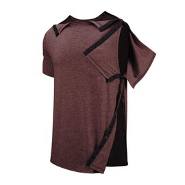 Tfovorlein Mens Clothes for Broken Arm Snap Shoulder Therapy Rotator Cuff Recovery Button Port Access Clothes Dialysis Clothing Wine Red XL